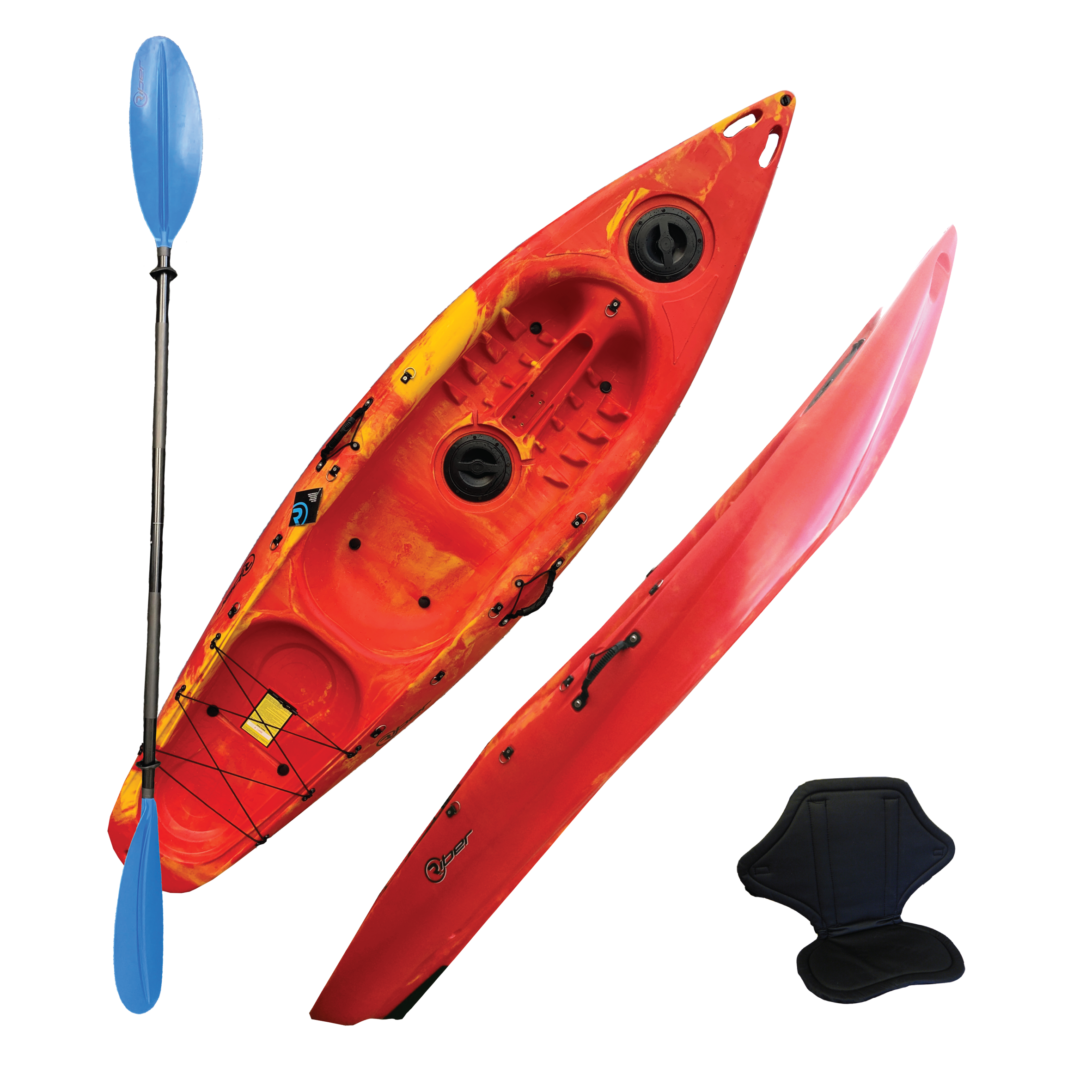 DELUXE SIT ON TOP KAYAK - RED/YELLOW